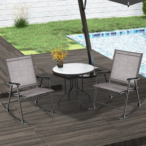 Set of 2 Folding Rocking Chair for Outdoor Patio with Breathable Seat Fabric