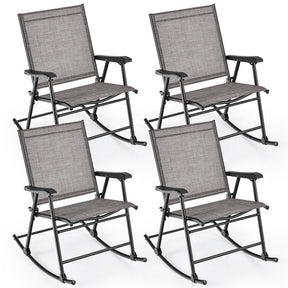 Set of 2 Folding Rocking Chair for Outdoor Patio with Breathable Seat Fabric