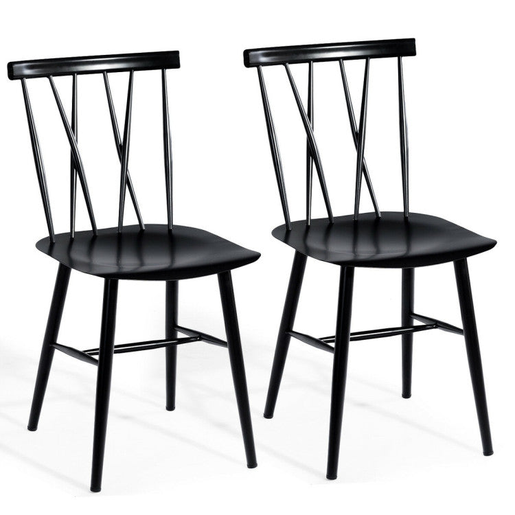 Set of 2 Modern X-shaped Dining Chairs with Backrests for Kitchens, Restaurants, Bistros