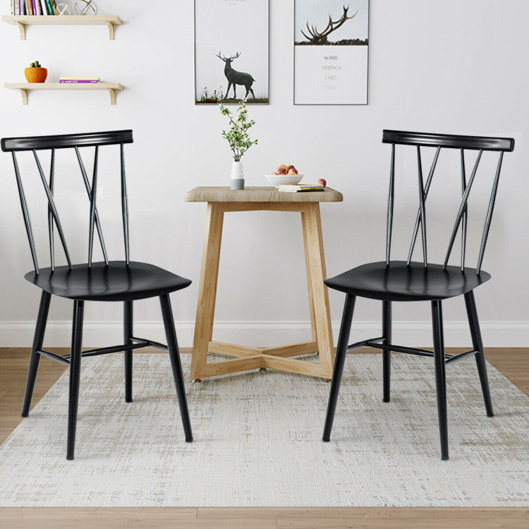 Set of 2 Modern X-shaped Dining Chairs with Backrests for Kitchens, Restaurants, Bistros