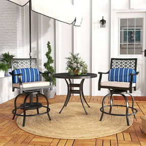 Set of 2 Outdoor Patio Bar Height Chair with Soft Cushions