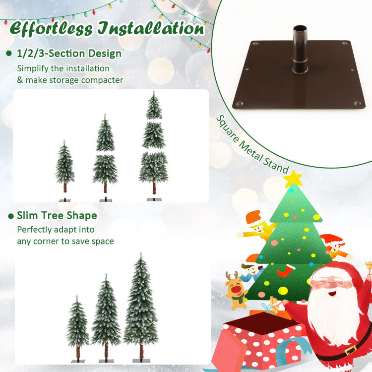 Set of 3 PVC Pre-Lit Christmas Tree Slim Artificial Lighted Xmas Decoration 3/4/5 FT