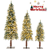 Set of 3 PVC Pre-Lit Christmas Tree Slim Artificial Lighted Xmas Decoration 3/4/5 FT