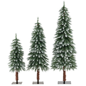 Set of 3 PVC Pre-Lit Christmas Tree Slim Artificial Lighted Xmas Decoration 3/4/5 FT