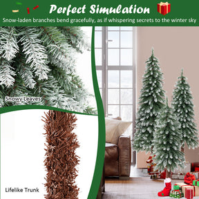 Set of 3 PVC Pre-Lit Christmas Tree Slim Artificial Lighted Xmas Decoration 3/4/5 FT