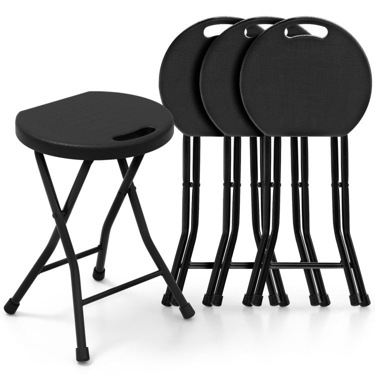 4 Pieces 18 Inch Folding Patio Round Stools for Outdoor Camping