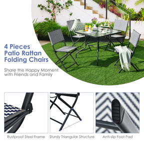 Set of 4 Patio Garden Folding Rattan Dining Chairs for Camping