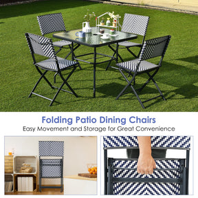 Set of 4 Patio Garden Folding Rattan Dining Chairs for Camping