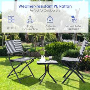 Set of 4 Patio Garden Folding Rattan Dining Chairs for Camping