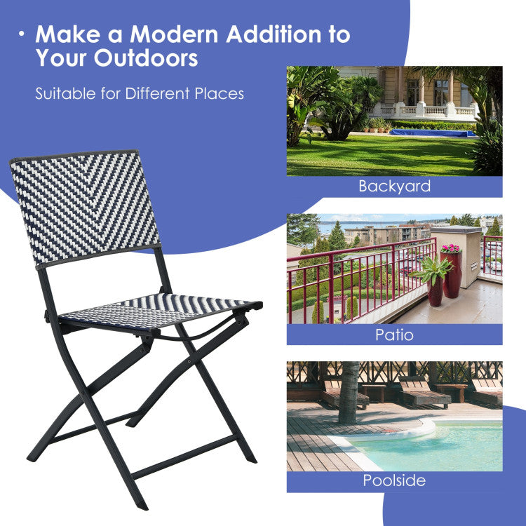 Set of 4 Patio Garden Folding Rattan Dining Chairs for Camping