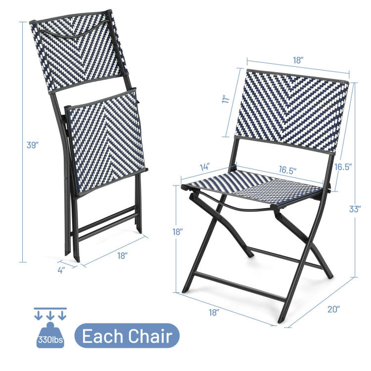 Set of 4 Patio Garden Folding Rattan Dining Chairs for Camping