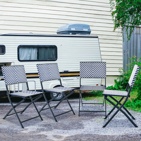 Set of 4 Patio Garden Folding Rattan Dining Chairs for Camping