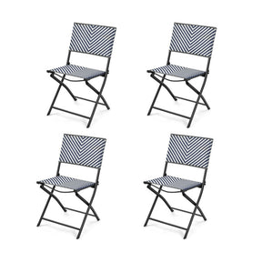 Set of 4 Patio Garden Folding Rattan Dining Chairs for Camping