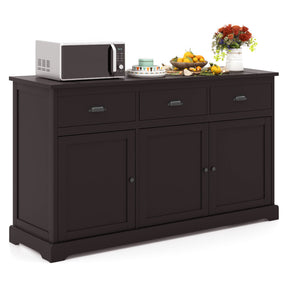 Sideboard Buffet Storage Cabinet with Adjustable Shelves and 3 Drawers