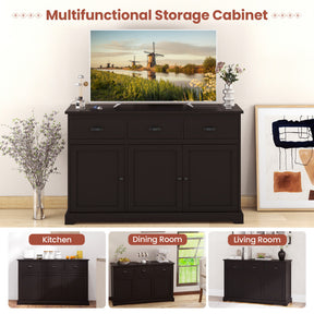 Sideboard Buffet Storage Cabinet with Adjustable Shelves and 3 Drawers