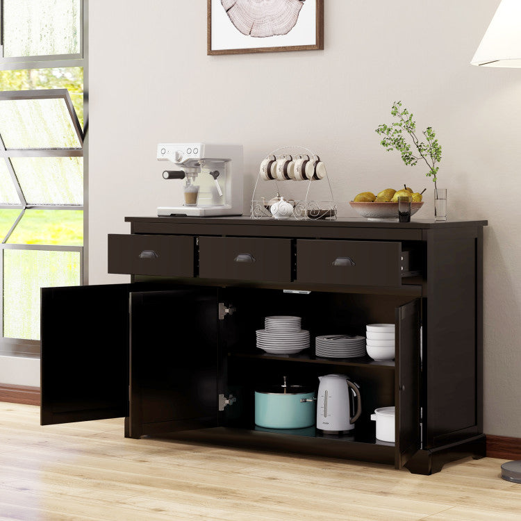 Sideboard Buffet Storage Cabinet with Adjustable Shelves and 3 Drawers