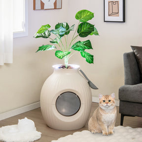 Hikidspace Smart Plant Cat Litter Box with Electronic Odor Removal & Sterilization and LED Lighting