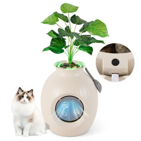 Hikidspace Smart Plant Cat Litter Box with Electronic Odor Removal & Sterilization and LED Lighting