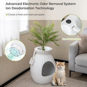 Hikidspace Smart Plant Cat Litter Box with Electronic Odor Removal and Sterilization