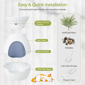 Hikidspace Smart Plant Cat Litter Box with Electronic Odor Removal and Sterilization