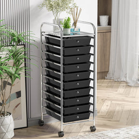 Hikidspace Storage Cart Organizer with 10 Compartments and Rolling Casters