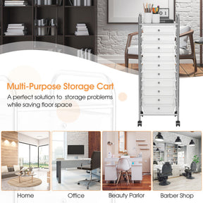 Hikidspace Storage Cart Organizer with 10 Compartments and Rolling Casters