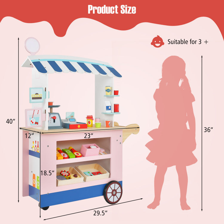 Toy Cart Play Set with POS Machine and Lovely Scale for Toddlers Gift