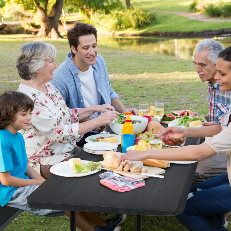 Wood-like Texture Folding Picnic Table Bench Set for Indoor and Outdoor