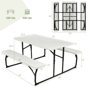 Wood-like Texture Folding Picnic Table Bench Set for Indoor and Outdoor