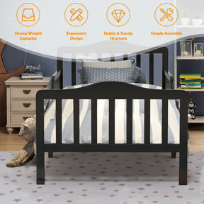 Wood Kids Toddler Bed Frame with Two Side Safety Guardrails for Rooms and Kindergarten