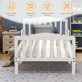 Wood Kids Toddler Bed Frame with Two Side Safety Guardrails for Rooms and Kindergarten