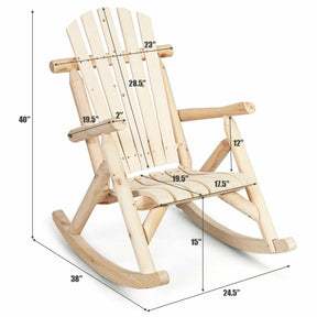 Wood Single Porch Rocker Lounge Patio Rocking Chair for Indoor and Outdoor