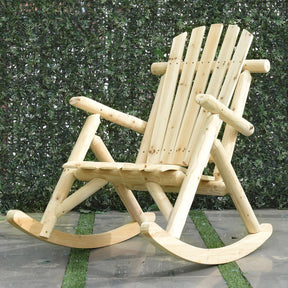 Wood Single Porch Rocker Lounge Patio Rocking Chair for Indoor and Outdoor