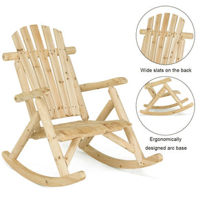 Wood Single Porch Rocker Lounge Patio Rocking Chair for Indoor and Outdoor