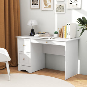 Wooden 1920s Vintage Computer Desk with 3 Drawers for Home and Office