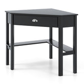 Hikidspace Wooden Corner Desk Laptop Computer Desk with Drawer for Small Space_Black