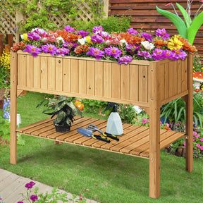 Wooden Raised Garden Bed Planter Box Shelf for Patio and Balcony