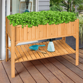 Wooden Raised Garden Bed Planter Box Shelf for Patio and Balcony