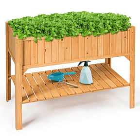 Wooden Raised Garden Bed Planter Box Shelf for Patio and Balcony