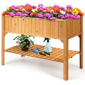 Wooden Raised Garden Bed Planter Box Shelf for Patio and Balcony