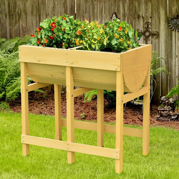 Wooden Raised Planter Bed with Liner for Vegetable and Flower