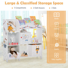 Hikidspace Wooden Toys Shelves Kids Storage Cabinet with Storage Bins