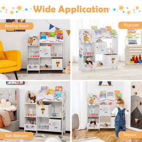 Hikidspace Wooden Toys Shelves Kids Storage Cabinet with Storage Bins