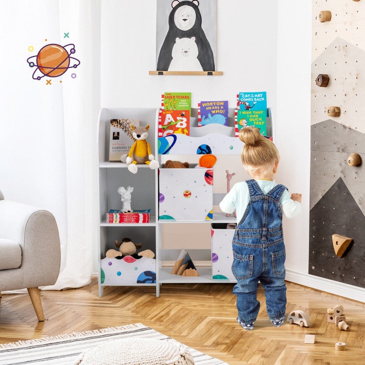 Hikidspace Wooden Toys Shelves Kids Storage Cabinet with Storage Bins