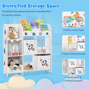 Hikidspace Wooden Toys Shelves Kids Storage Cabinet with Storage Bins