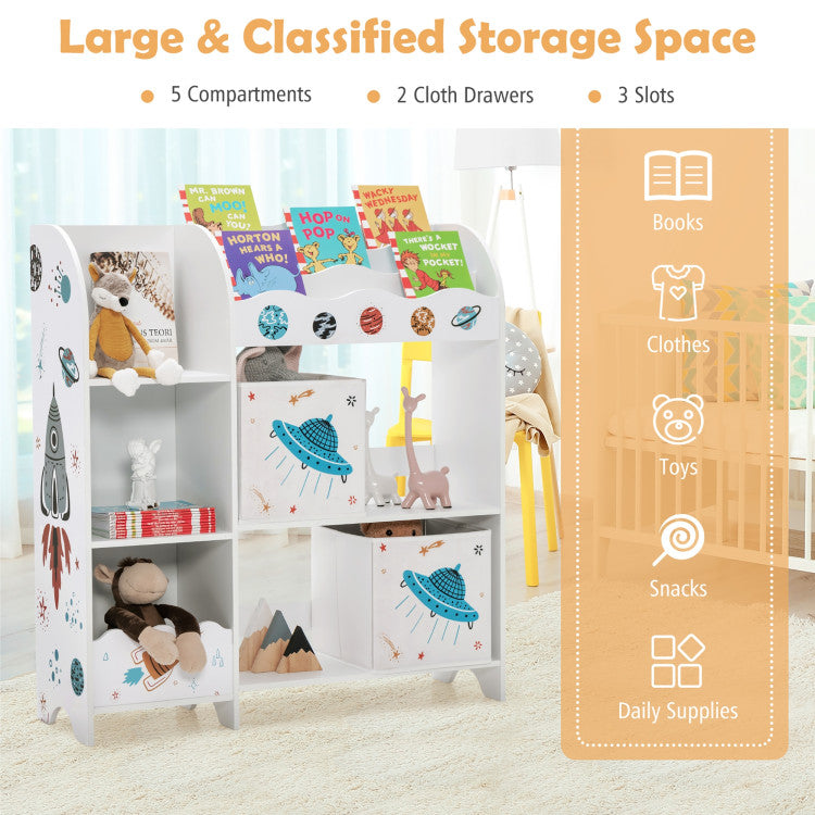 Hikidspace Wooden Toys Shelves Kids Storage Cabinet with Storage Bins