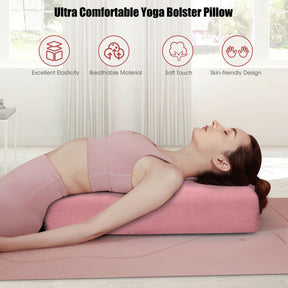 Yoga Bolster Pillow with Washable Cover and Carry Handle