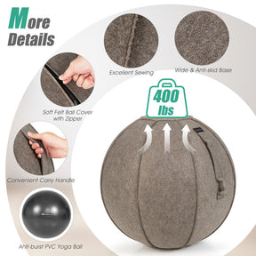 Yoga Sitting Ball with Felt Cover and Air Pump for Home, Gym and Hospital