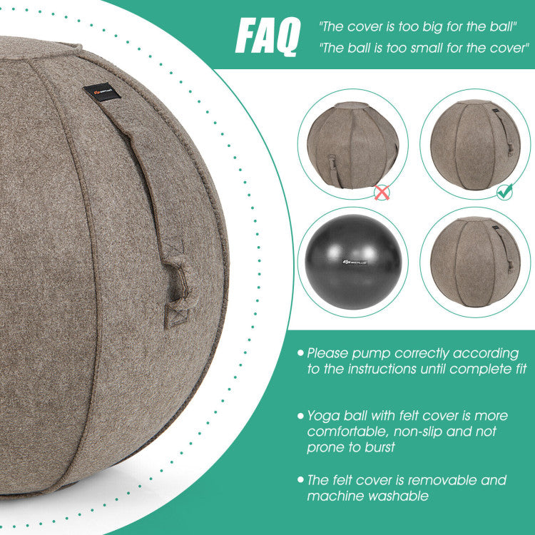 Yoga Sitting Ball with Felt Cover and Air Pump for Home, Gym and Hospital