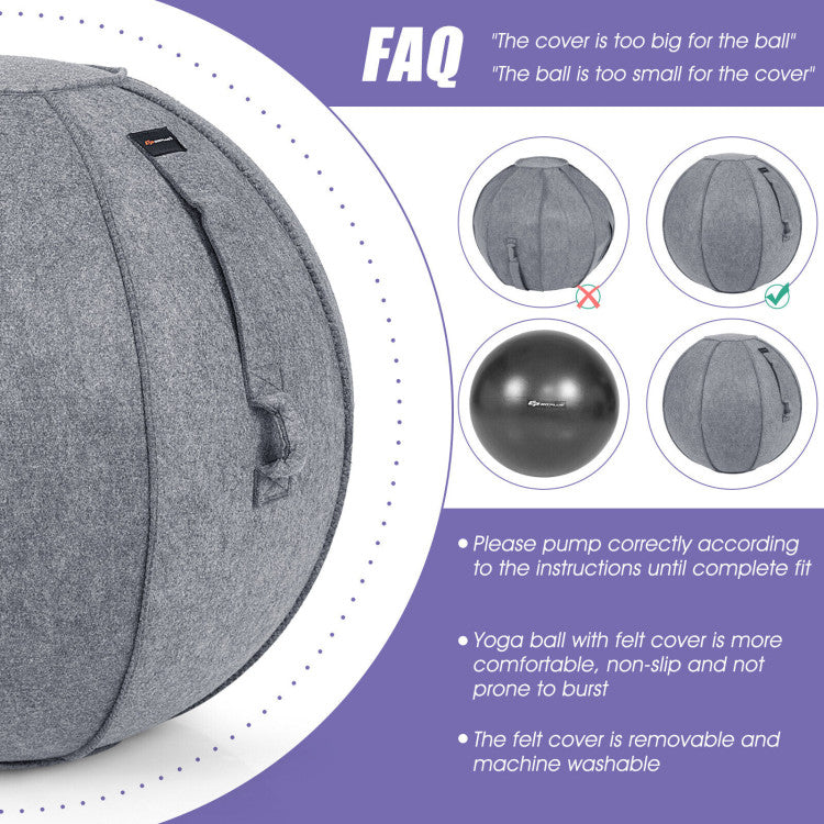 Yoga Sitting Ball with Felt Cover and Air Pump for Home, Gym and Hospital